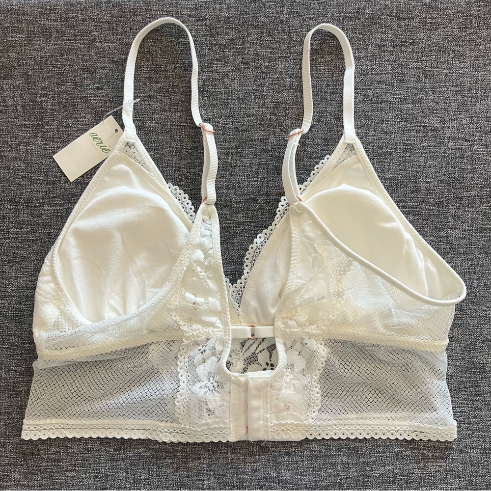 ✨4.99 SHIP✨ NWT Aerie Hibiscus Lace Padded Longline Bralette Floral Bra M - Picture 4 of 10